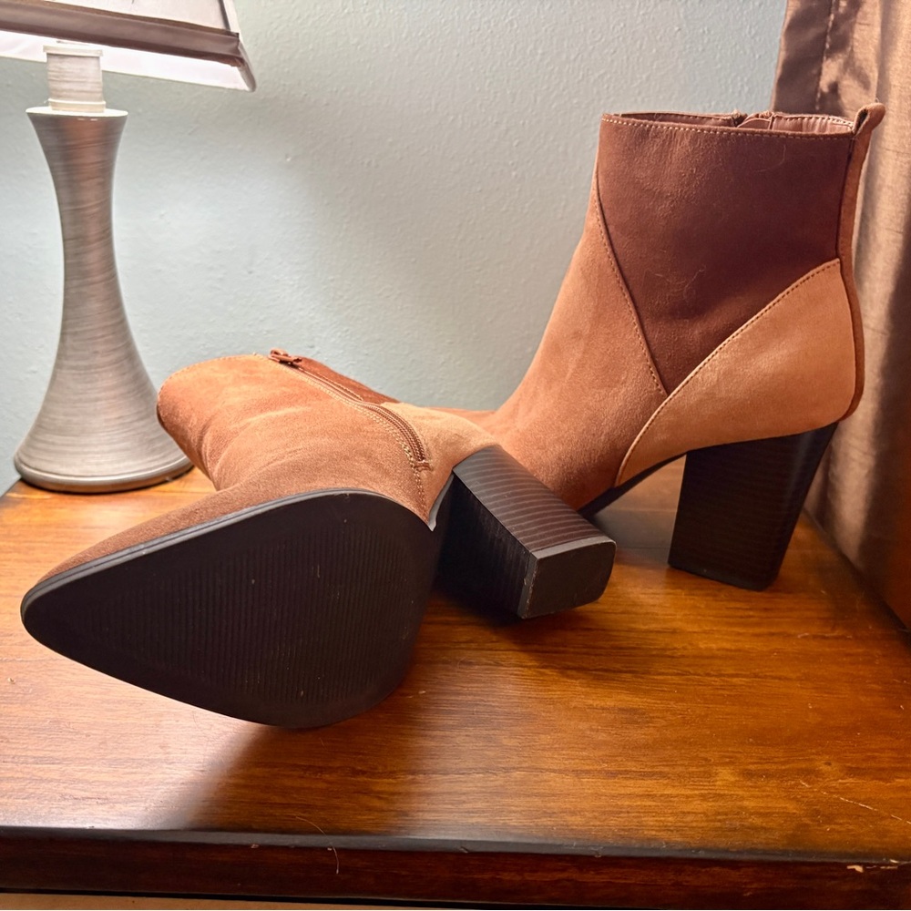 JustFab Tan and Brown Heeled Boots